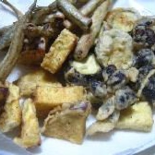 サツマイモと黒豆の天ぷら